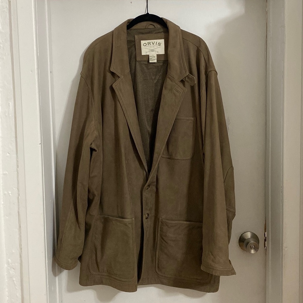 Orvis leather blazer safari coat